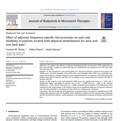 Effect of Adjuvant Frequency Specific Microcurrents on Pain and Disability in Patients Treated with Physical Rehabilitation for Neck and Low Back Pain
